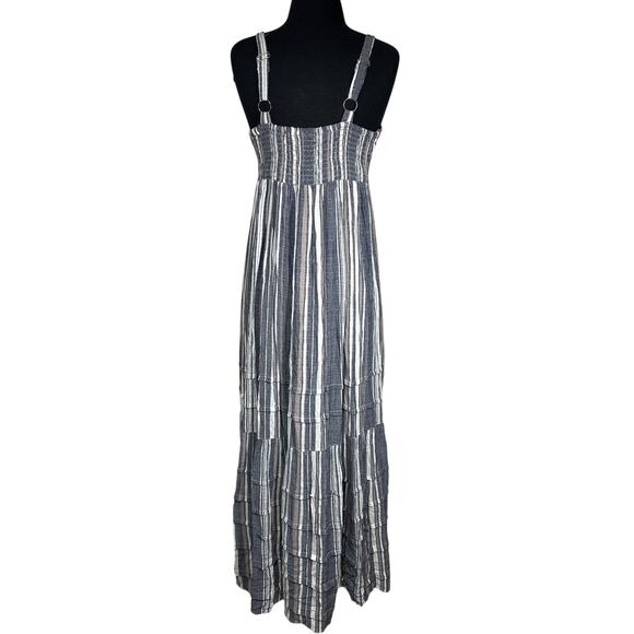 Angie Striped Tiered Sleeveless Maxi Dress Size M Boho Denim Summer Sundress - Picture 6 of 12